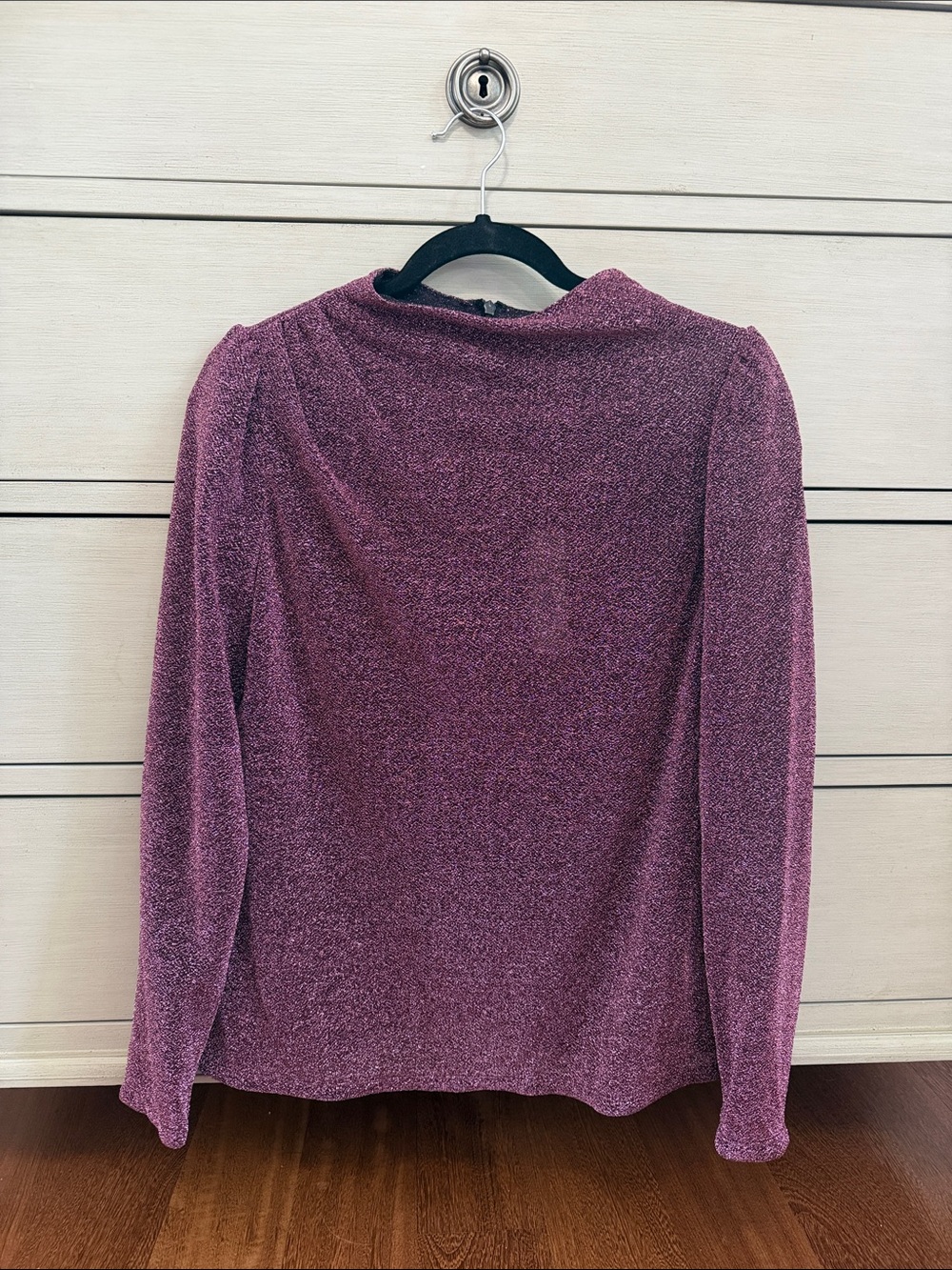 Women's Sparkle Knit Long-Sleeve Sweater - Plum